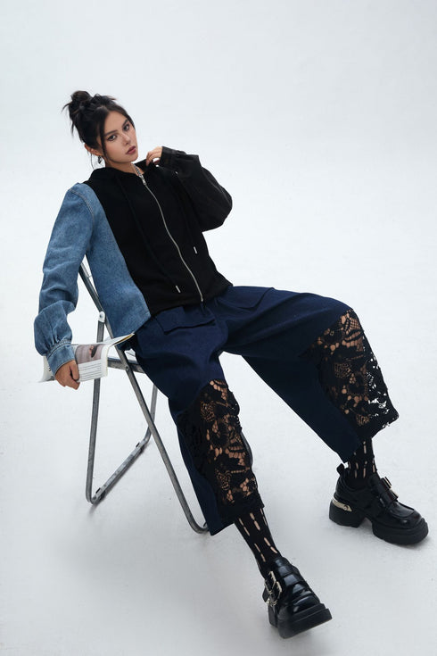 Lace Patchwork Wide Pants